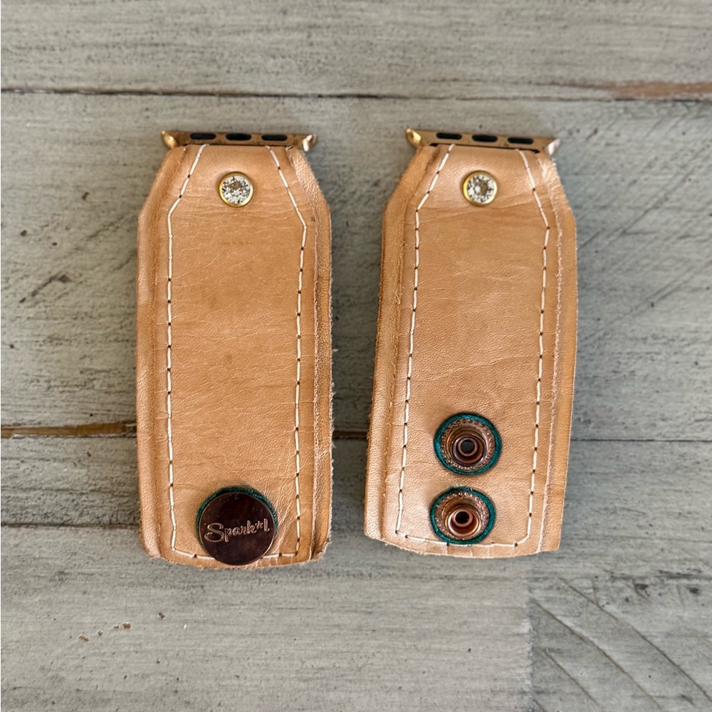 Spark*l Tan Leather Apple Watch Band - Picture 2 of 3